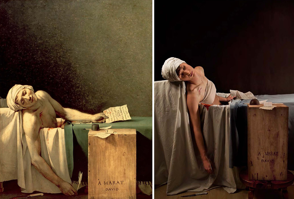 "La mort de Marat" de Jacques Louis David, refait par Adrianne Adelle / © "Remake: Master Works of Art Reimagined", Jeff Hamada