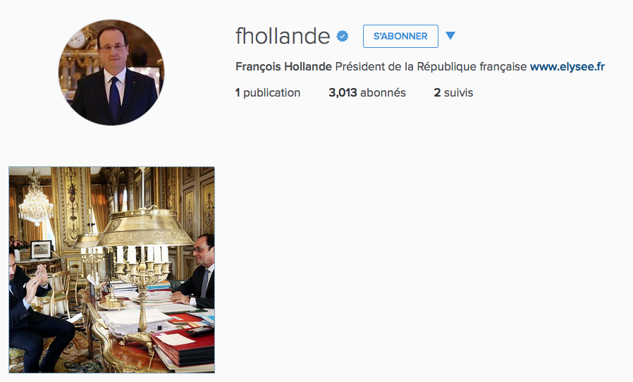 Capturé d'écran du compte Instagram de François Hollande