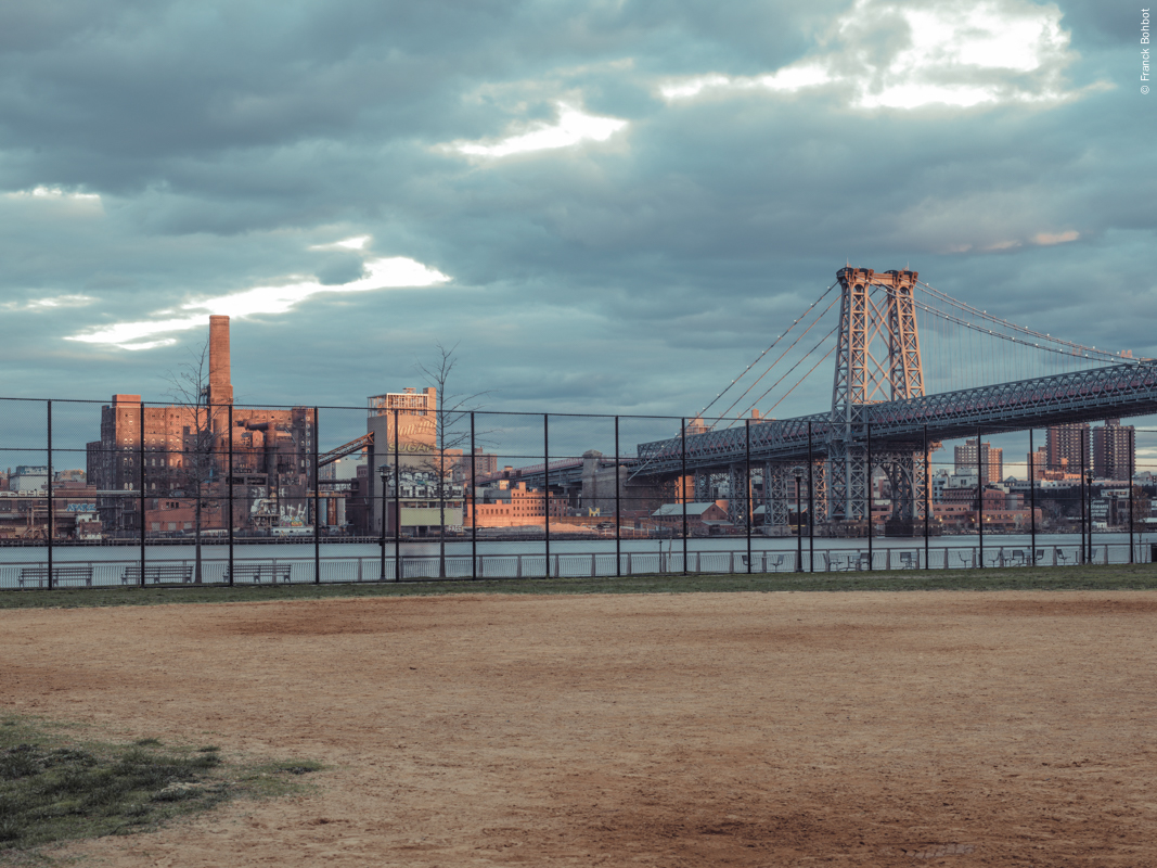 Baseball Field & Williamsburg Bridge, East River Park, New York, NY, 2014