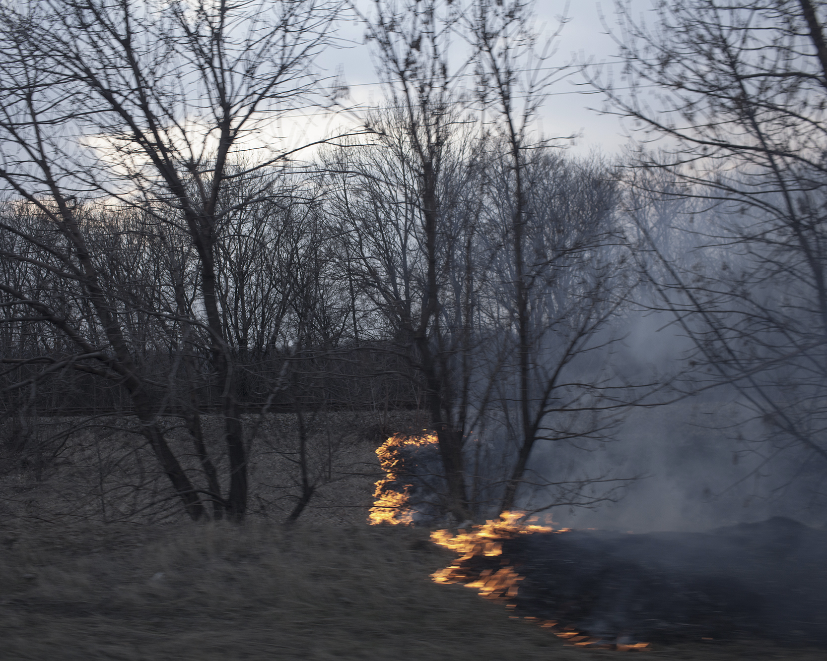 Le feu, dans la zone de combat, en mars 2015